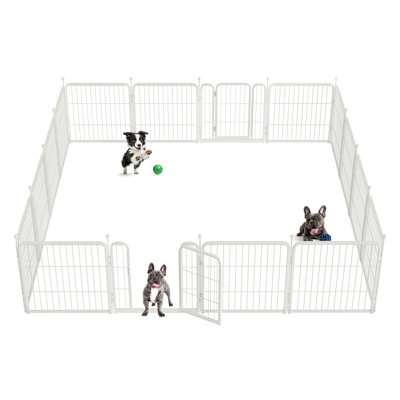 FXW Rollick Dog Playpen for Yard, RV Camping, WhitePatented, 8 Panels