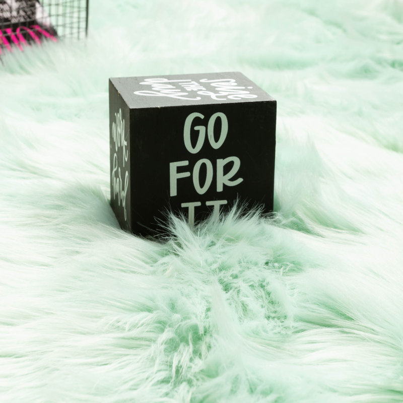 Diller Mint Faux Fur Machine Washable Shag Fluffy Area Rug, Rectangle 5' x 7'