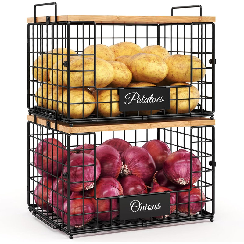 2 bacs de rangement pour pommes de terre et oignons XXL
