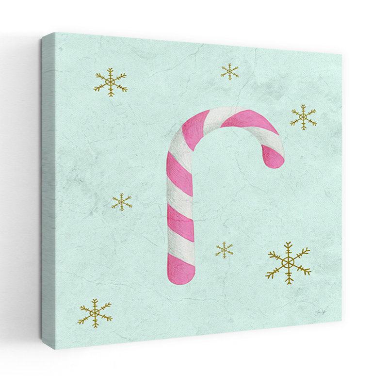 «Candy Cane Love», art abstrait contemporain hivernal, H 18 po x l 18 po