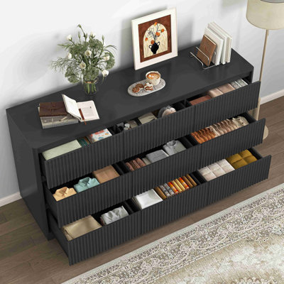 9 Drawer Dresser for Bedroom with large Drawers, Wood Dresser, Large Floor Chest of Drawers, Modern Long TV Stand, Mid Century Storage Cabinet Side Table