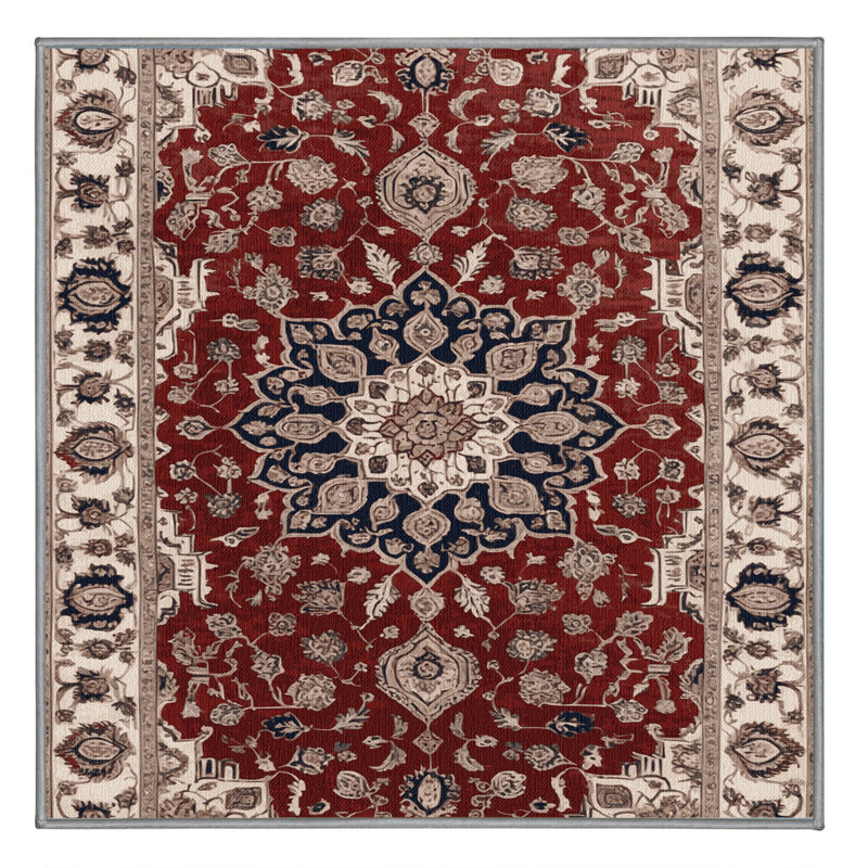 Tapis persan gris lavable à la machine, Carré 4 pi