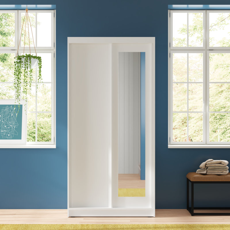 Crewe 2 Door Solid + Manufactured Wood Wardrobe, White Matte