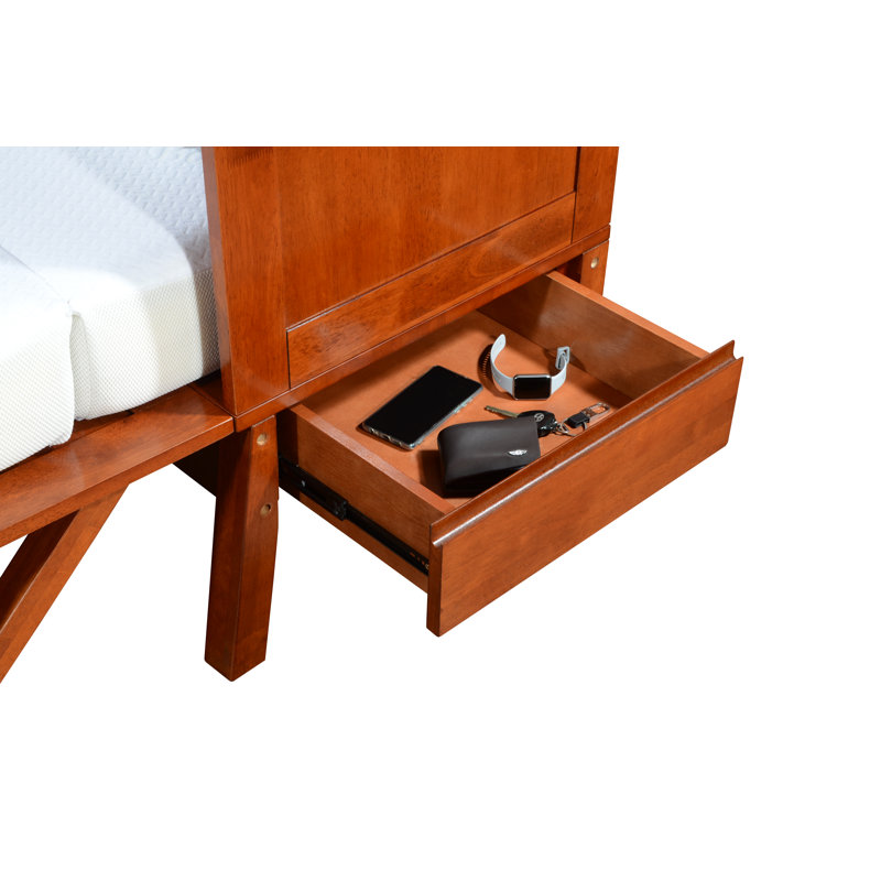 Lit escamotable en bois massif Jarita, Cherry