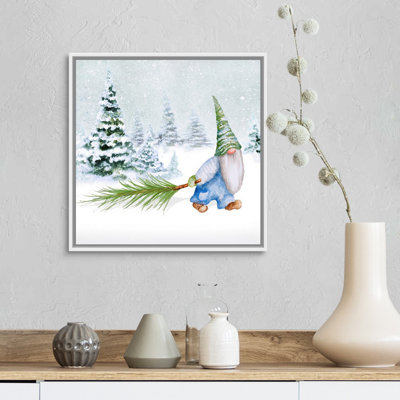 «Winter Gnome Gnomes On Winter Holiday I» par Janice Gaynor - peinture sur toile à cadre flottant