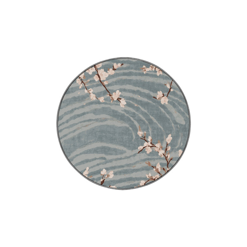 Machine Washable Gray Area Rug, Round 7'