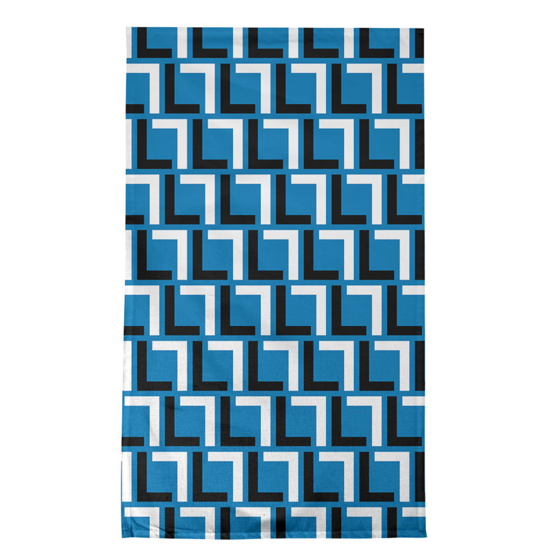 Tea Towel Kitchen Towel, Honolulu Blue/Black/White, Cotton Blend