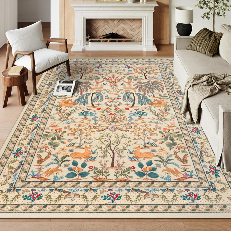 Tapis moderne antidérapant à motif floral Kaldi, Rectangulaire 8 pi x 10 pi