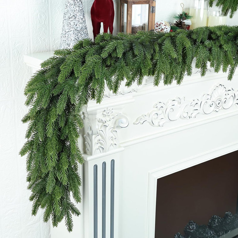Guirlande de pin et de cèdre artificiels - Vert - Verdure réaliste de 6 pi pour une décoration intérieure et extérieure