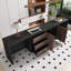  Table de bureau extensible pour 2 personnes avec tiroirs de rangement et armoires