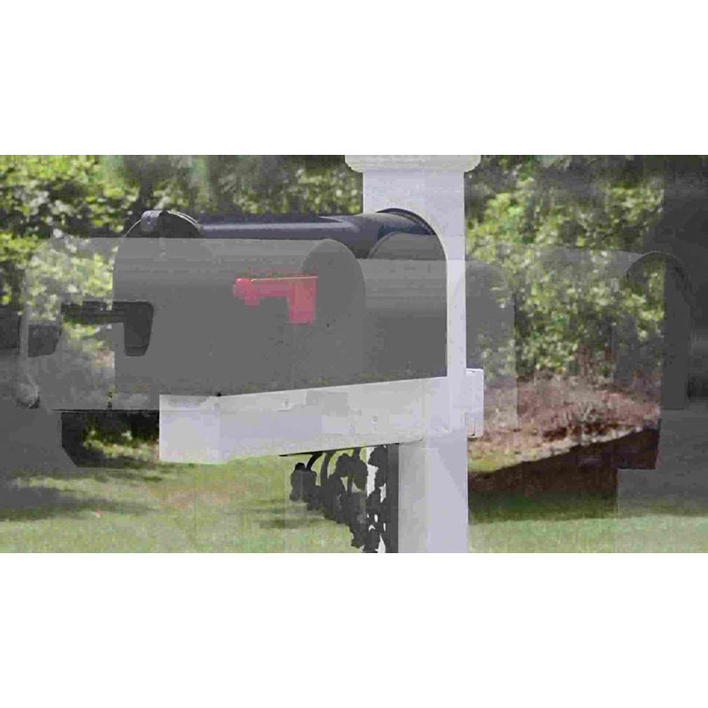 Classic Black Mailbox with White Vinyl Post and Decorative Features