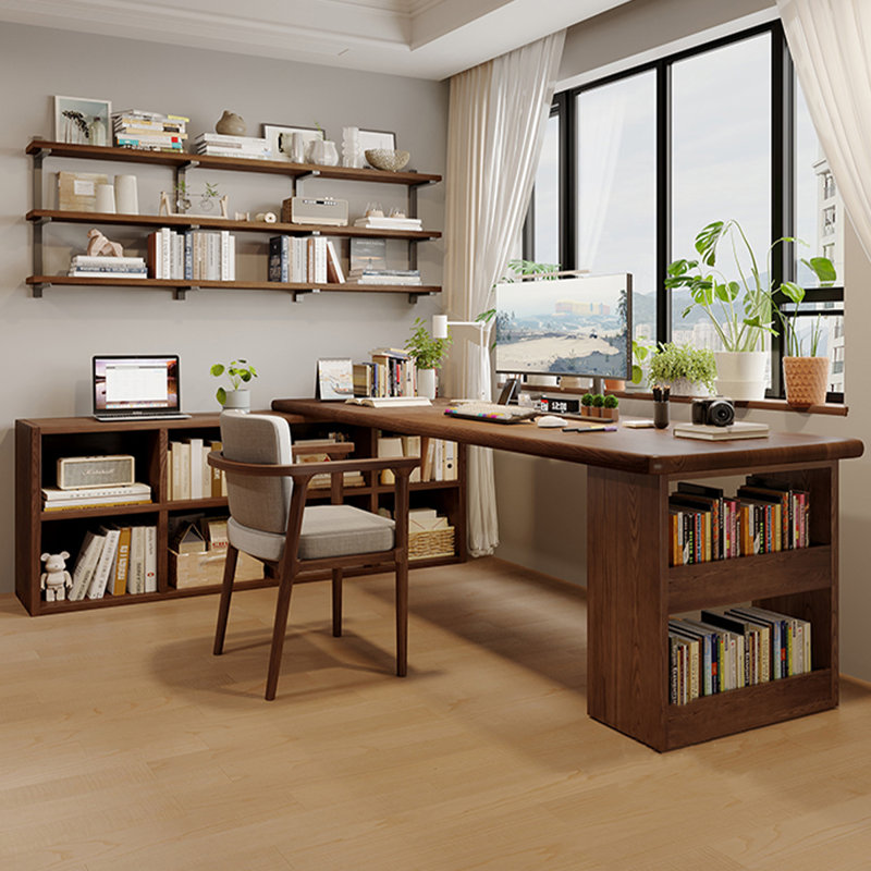 Bureau rectangulaire en bois massif brun noisette, H 29,53 po x l 86,61 po x P 23,62 po