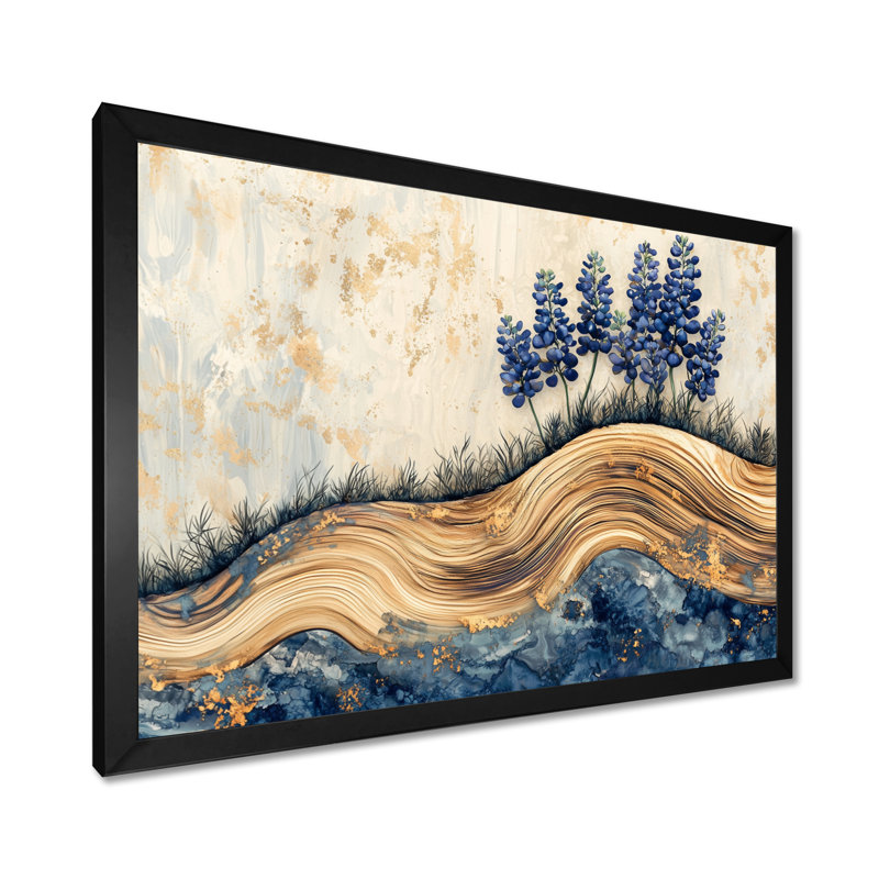 Jabiel - Floral Large Wall Art, H 30 po x l 40 po, Cadre simple, Noir