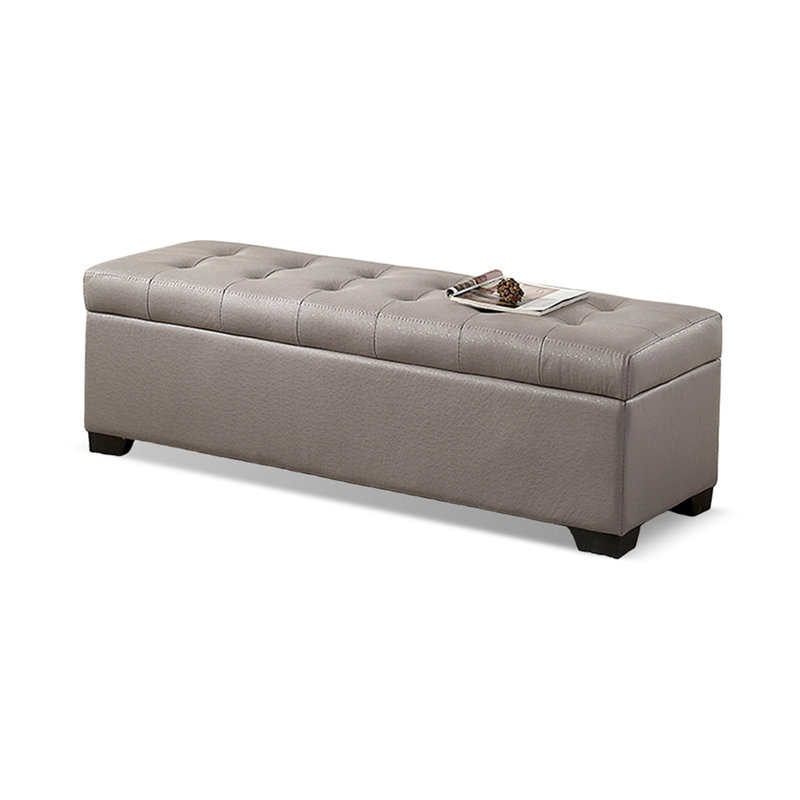  Banc de rangement gris en polyester avec banc d'entrée, Gris, H 15,75 po x l 51,18 po x P 17,72 po