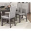5 pièces pour salle à manger avec finition grise, rallonge et 4 chaises garnies de têtes de clou pour une pièce moderne: assise en tissu de table