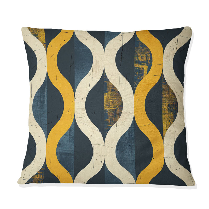 Coussin décoratif jaune et beige quadrilobe Elegance - Mid-Century, H 16 po x l 16 po