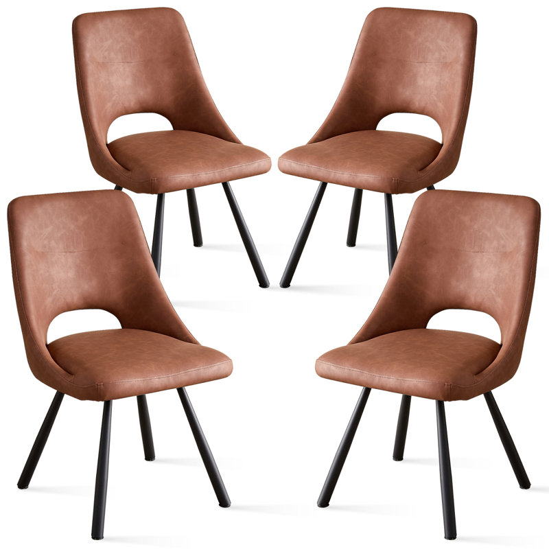Ensemble de 4 chaises de salle à manger, chaises de cuisine modernes en similicuir, revêtues de similicuir, pour salle à manger, salon ou restaurant, design ajouré, grises
