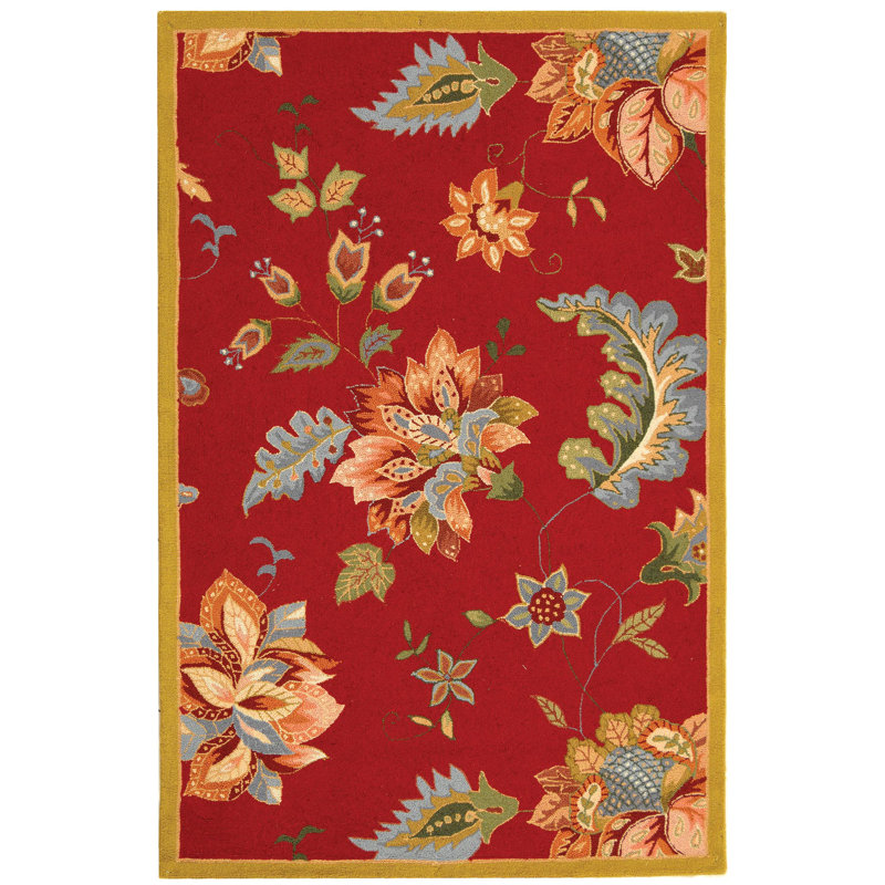 Chelsea Red Floral Hand Hooked Wool Area Rug