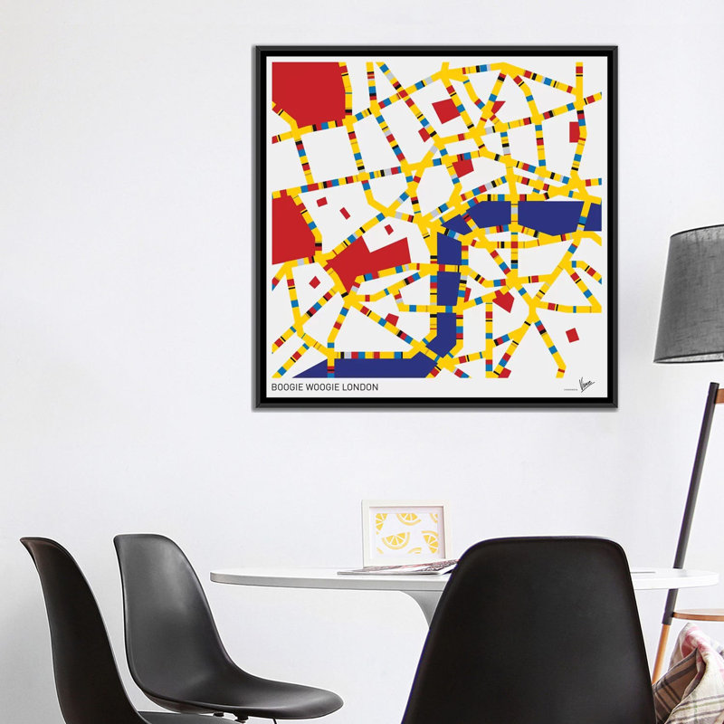 « sommier woogie london », reproduction d’impression sur toile, H 18 po x l 18 po x P 1,5 po, Toile avec cadre noir