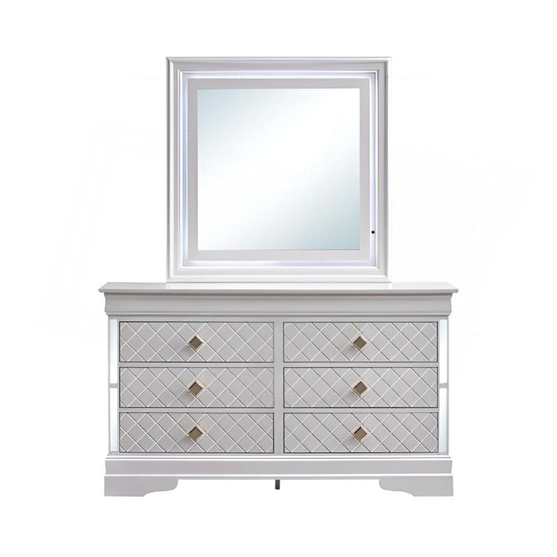 Commode 6 tiroirs avec boutons dorés