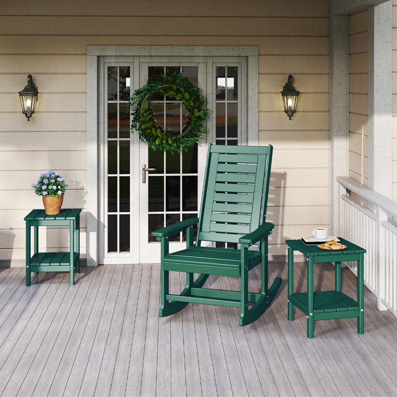2-tier 14x13in HDPE Outdoor Adirondack Table, Forest