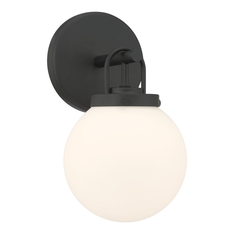Applique murale pour salle de bain 1 lumière de 10,5 po de hauteur Ortesa, Noir
