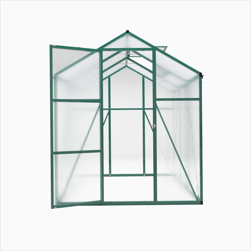 Newly Marketed Gain Height Windproofaluminum Greenhouse 6 FT Greenhouse Raised Base, Green, 7.2' H x 6.1' W x 6.1' D