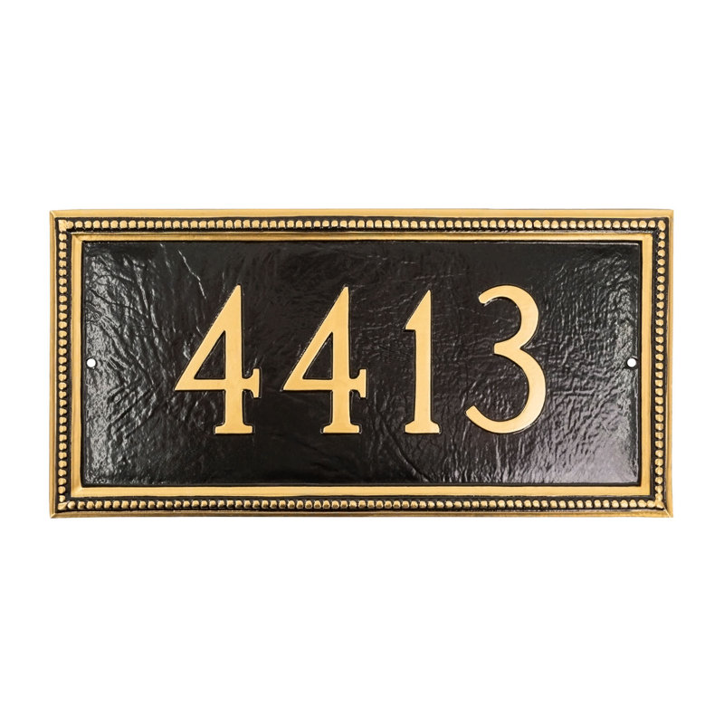 Verona 1-Line Wall Address Plaque, Black / Gold
