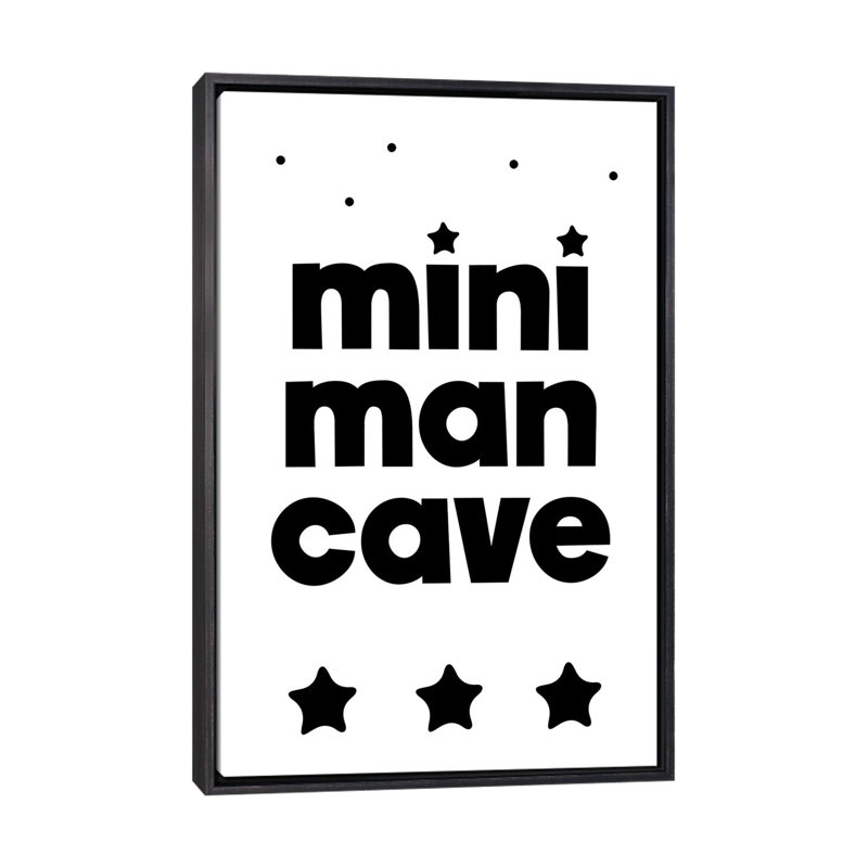 Mini Man Cave - reproduction d'art textuel, Toile avec cadre noir patiné, H 40 po x l 26 po x P 1,5 po, Pas de tapis