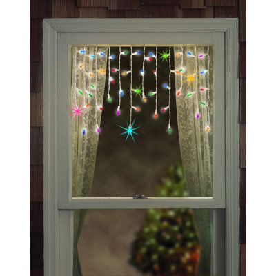 Guirlande de glaçons scintillants Tupkee - 3 pi (0,91 m), 8 de 50 lumières scintillantes - 50 ampoules incandescentes rouge-vert-transparentes - guirlande de glaçons de Noël - intérieur extérieur