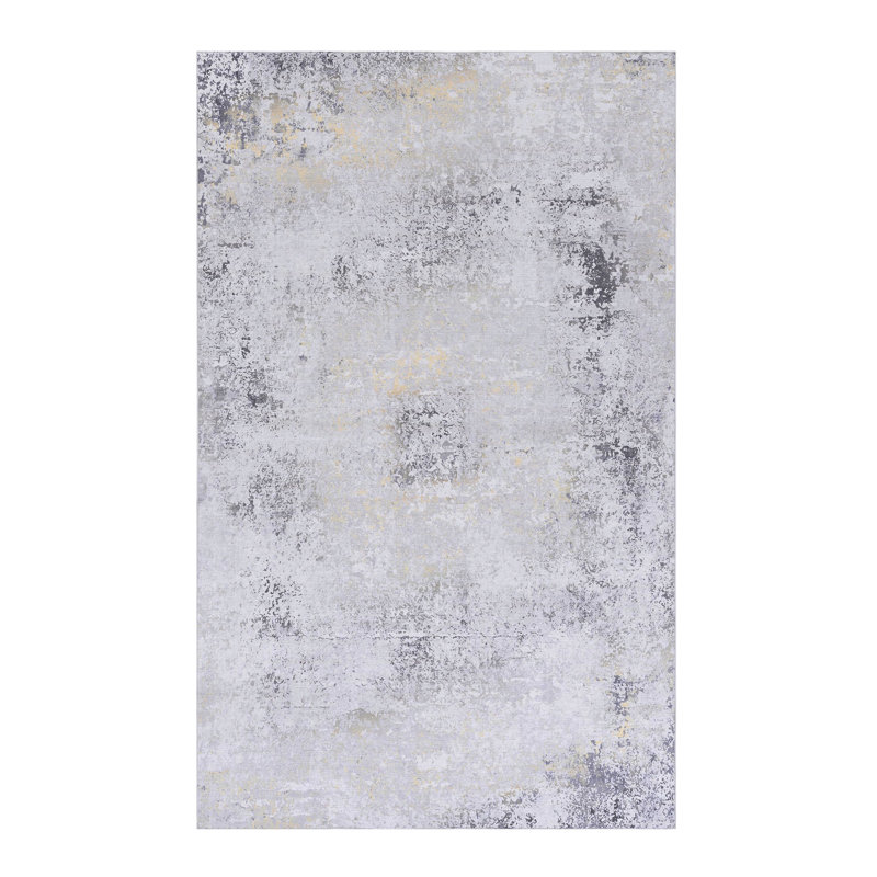 Tapis doré lavable 5 x 8 (gris + or, 5 pi x 8 pi)