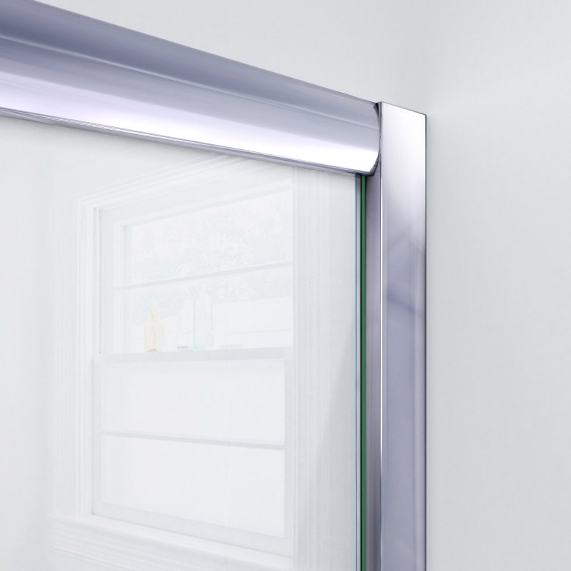 Visions 60" W x 74.75" H Semi-Frameless Shower Enclosure, Right, Chrome/White