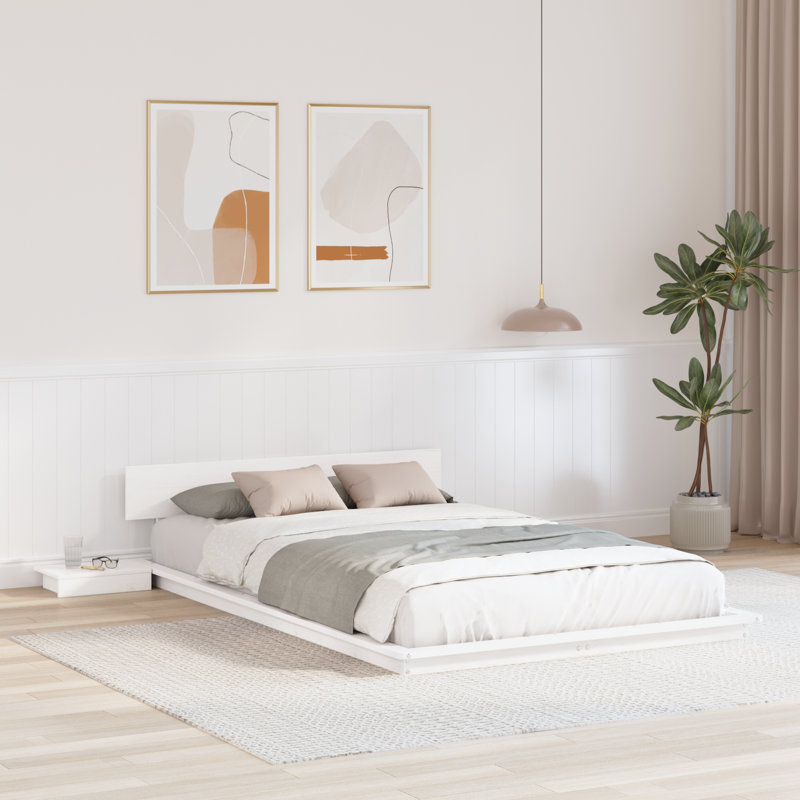 Solid Wood Bed, Double (4'6), White