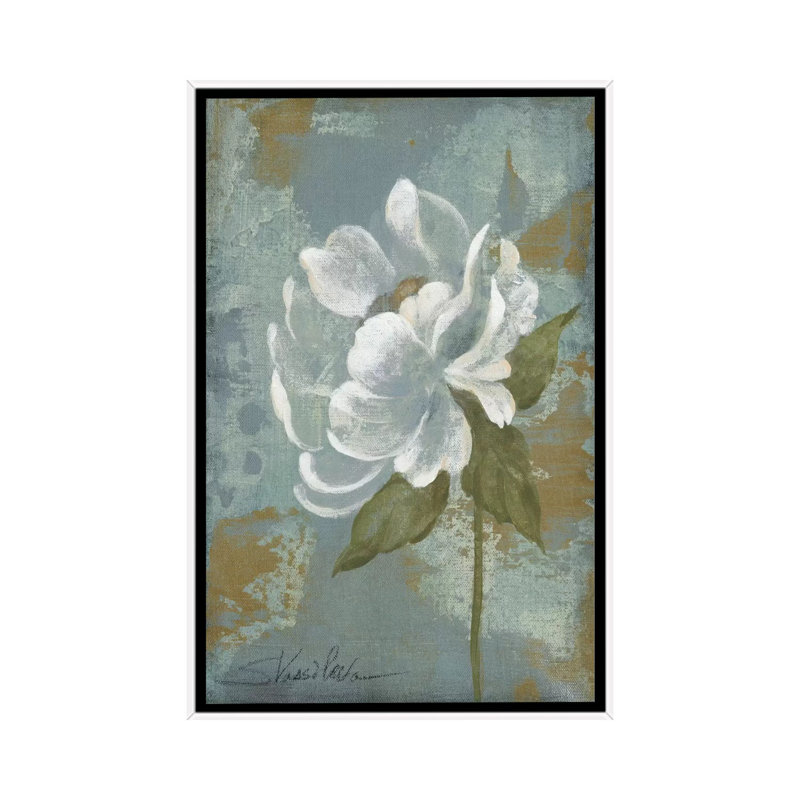 «Peony Tile II» par Silvia Vassileva - reproduction d'art, H 48 po x l 32 po x P 1,5 po, Toile blanche encadrée, Aucun mat