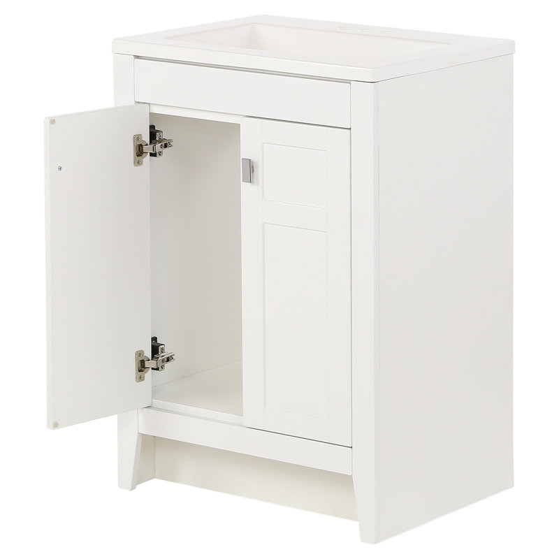 24.5" Single Bathroom Vanity With Cultured Marble Top, White