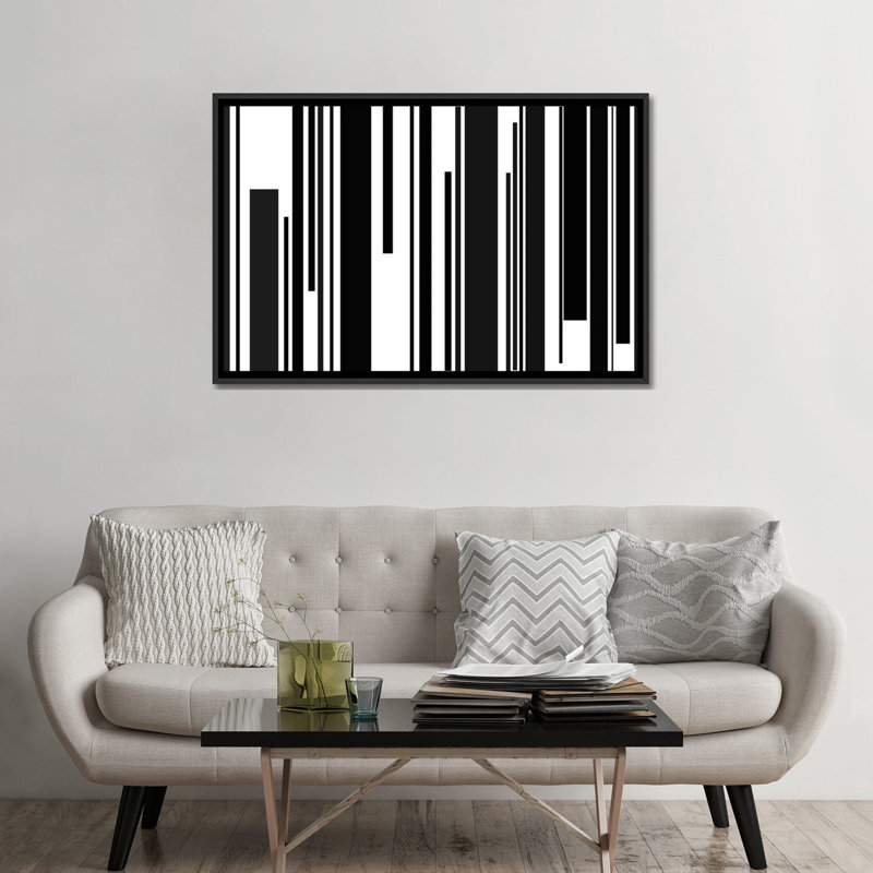 « striped piano keys », impression sur toile, H 18 po x l 26 po x P 1,5 po, Toile avec cadre noir, Pas de tapis