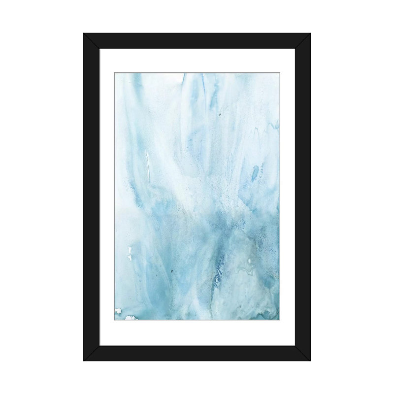 « aquarelle abstract iv », reproduction d’impression sur toile, H 32 po x l 24 po x P 1 po, Papier d'art encadré noir, Blanc