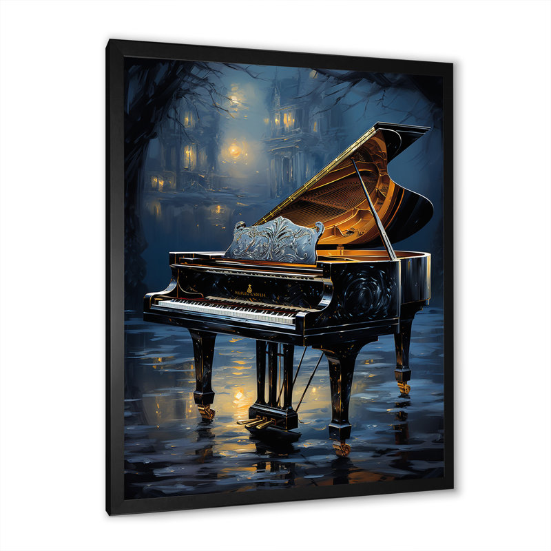 " Piano Forest Reflection II ", 44" H x 34" W x 1.5" D, Black Single Picture Framed