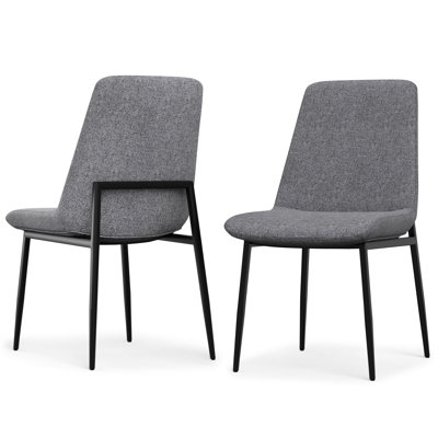 Savannah Fabric Upholstered Dining Chair with Ergonomic Backrest and Black Metal Legs (Set of 2)