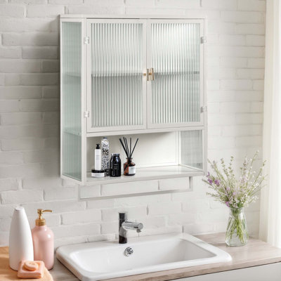 23.62"Glass Doors Modern Two-Door Wall Cabinet