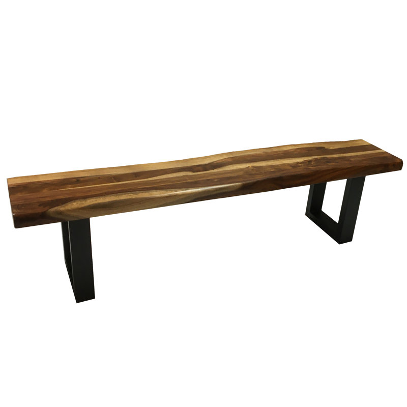 Banc en bois Freshour Sheesham, Brun / noir, H 18 po x l 84 po x P 14 po