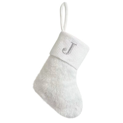 Christmas Socks White Shiny Silk Socks 9-inch Letter Socks Fireplace Decoration Socks Pendant