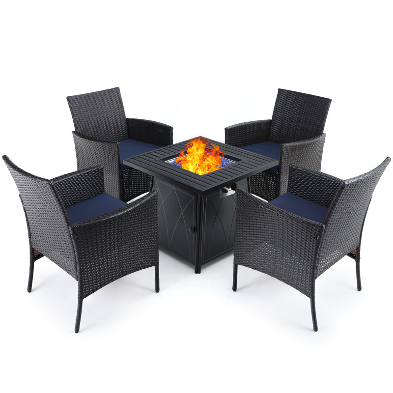4 - Person Patio Dining Set with Round Table , Cushions Included