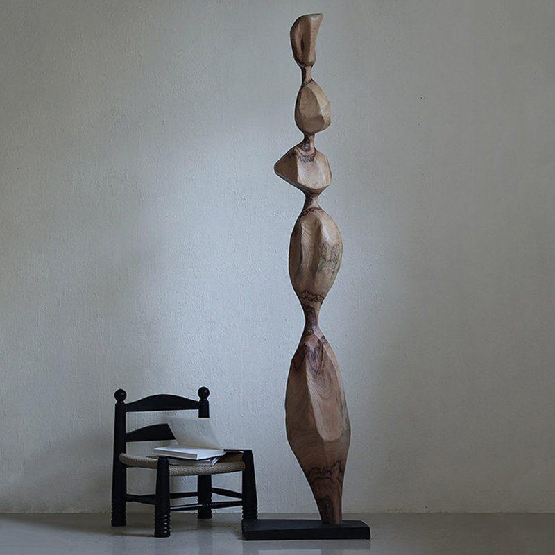 Burlywood + objet décoratif en bois massif noir, H 72,83 po x l 16,93 po x P 9,45 po