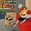 "Morning Coffee Break" par Amos Sewell, reproduction d'art sur toile tendue-15881577