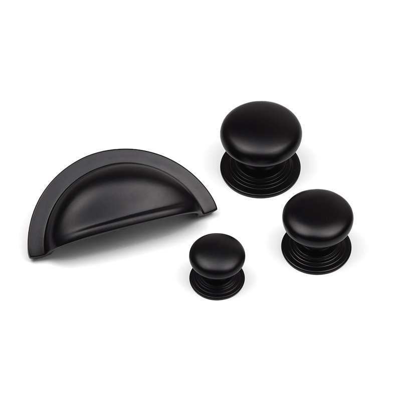 Matt Black Cup & Coordinating Knobs , 25mm Knob