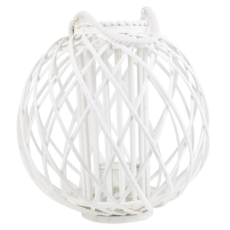 Wood Floor Lantern, White