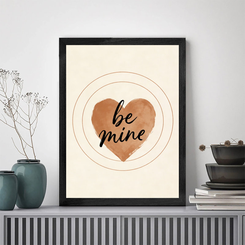 «BE MINE», impression encadrée noire, impression sur toile, thème de la Saint-Valentin, H 11 po x l 9 po