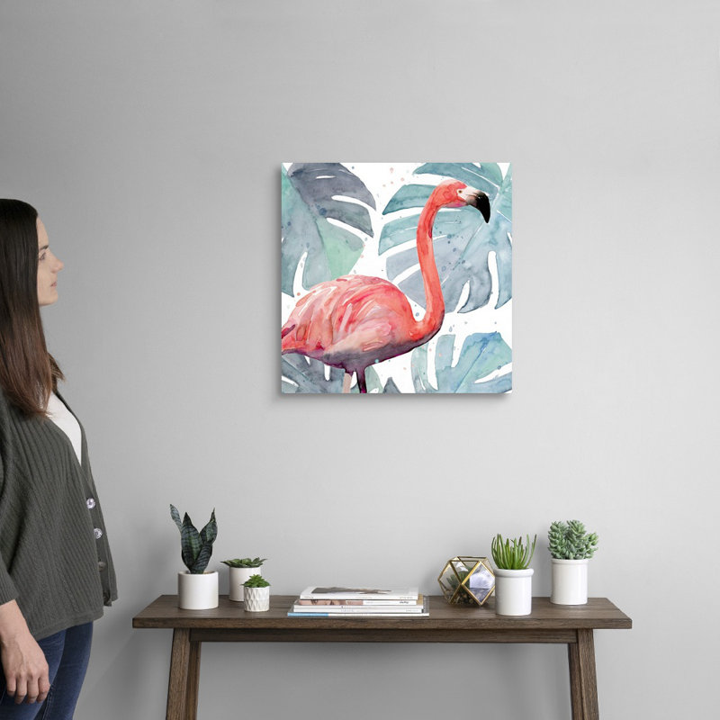 «Flamingo Splash I», art mural sur toile, Toile tendue, H 20 po x l 20 po
