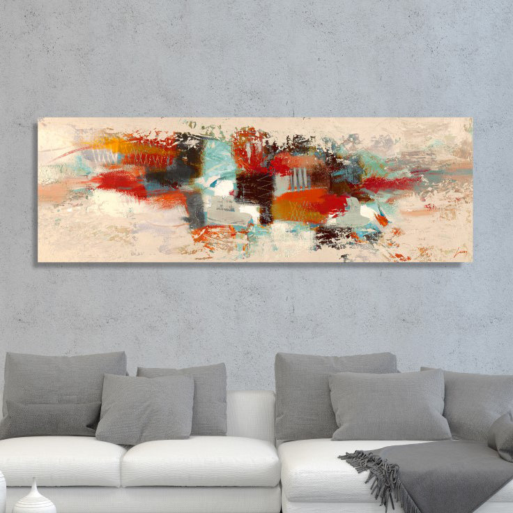 Spring Abstract by Lucas - Wrapped Canvas Painting, 40cm H x 120cm W x 4cm D, Wrapped Canvas